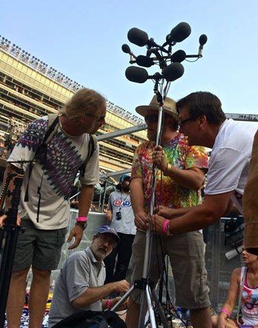 Clay (right) and friends getting ready to tape one of the Fare Thee Well concerts, July 2015.